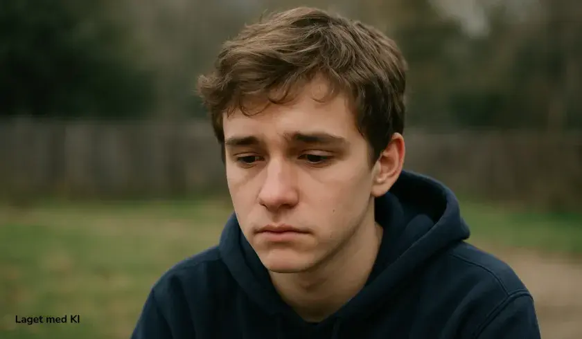 Trist tenåringsgutt som er pårørerende